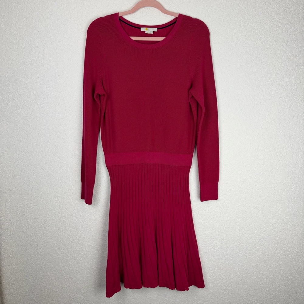 Boden Ribbed Long Sleeve Knee Length Sweater Dress Pink 6